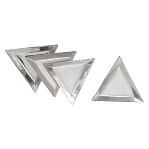 Sorting tray, stainless steel, 3-1/4 x 3-1/4 x 3-1/4 inch triangle, 22-23 gauge. Sold per pkg of 4.
