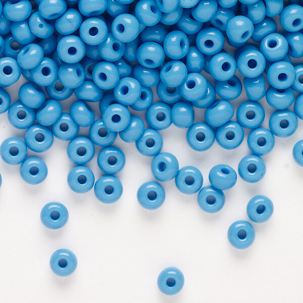 Seed bead, Preciosa Ornela, glass, opaque turquoise, #6 rocaille. Sold per 50-gram pkg. image number 0