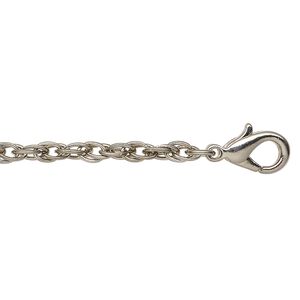 Chain, antique silver-finished steel, 3mm rope, 36 inches with lobster claw clasp. Sold individually.