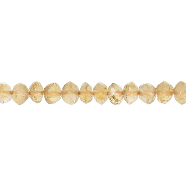 Bead, citrine (heated), 5x2mm-6x4mm hand-cut faceted rondelle, B- grade, Mohs hardness 7. Sold per 14-inch strand, approximately 95 beads. image number 0