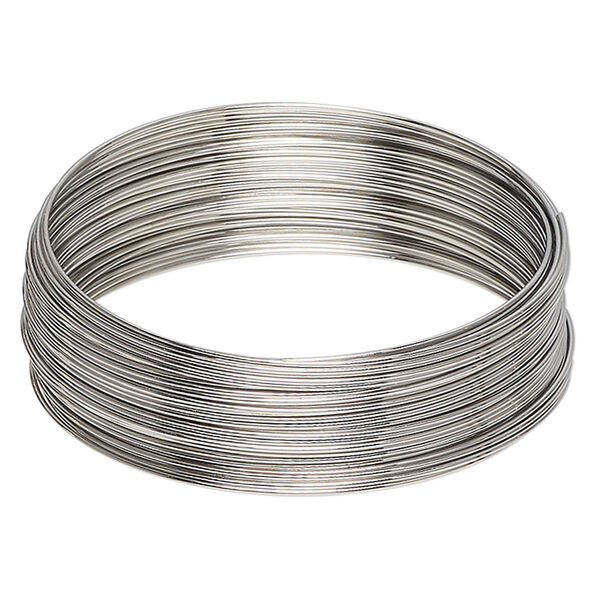 Memory wire, imitation rhodium-plated high carbon steel, 2-1/4 inch bracelet, 0.7mm thick. Sold per 1-ounce pkg, approximately 46 loops. image number 0