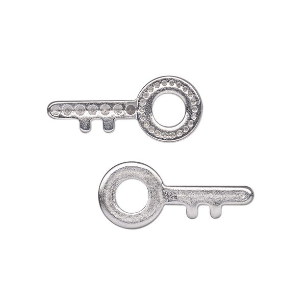 Charm, stainless steel, 24x10.5mm single-sided key with (22) PP3 and (7) PP7 settings. Sold per pkg of 2. image number 0
