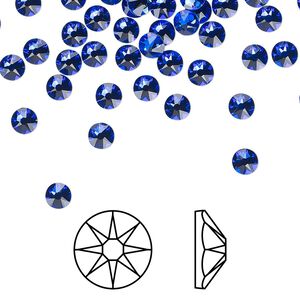 Flat back 1440pk majestic blue foil back, Swarovski® 3.8-4mm rose round SS16 2088
