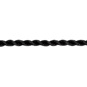 Necklace cord, satin-finished nylon, black, 3mm smooth twist, 18 inches. Sold per pkg of 2.