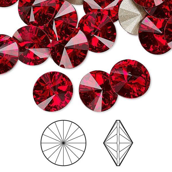 Chaton 288pk light Siam foil back, Swarovski® 10.54-10.91mm rivoli SS47 1122 image number 0