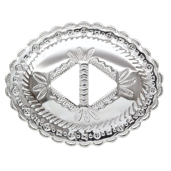 Slide, silver-plated steel, 3x2-1/4 inch oval. Sold per pkg of 4. image number 0