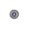 Bead, Egyptian glass rhinestone / epoxy / resin, champagne and cobalt, 14mm round with pav&eacute; striped design. Sold individually. image number 1