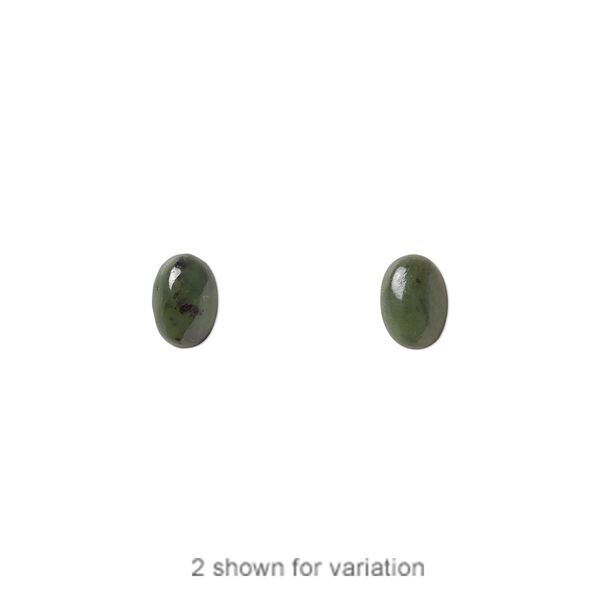 Nephrite jade 1pkg2, calibrated oval cab natural 7x5mm image number 0