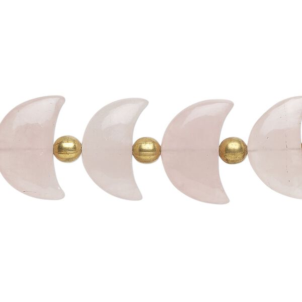 Rose quartz 1pkg16, hand-cut half moon bead natural 15x10mm image number 0