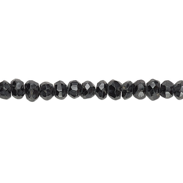 Black spinel 1pkg1, hand-cut faceted rondelle bead natural 13 inch 4x2mm-5x4mm image number 0