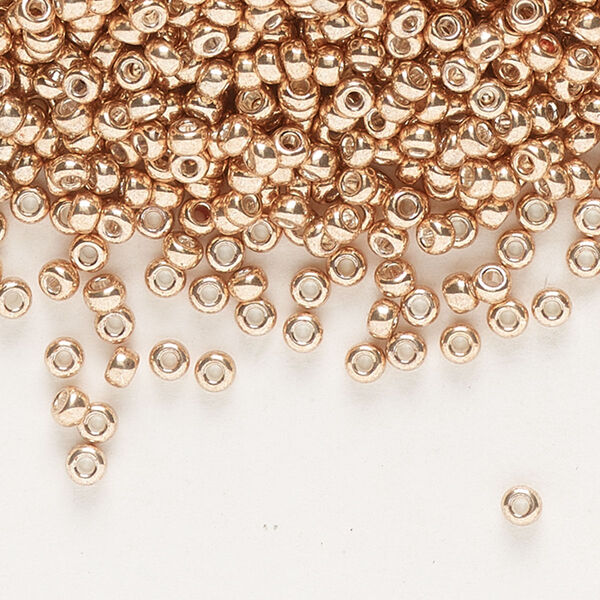 Seed bead, Miyuki, glass, pkg/250g, #11 rocaille, opaque galvanized champagne, (RR-1072L). image number 0