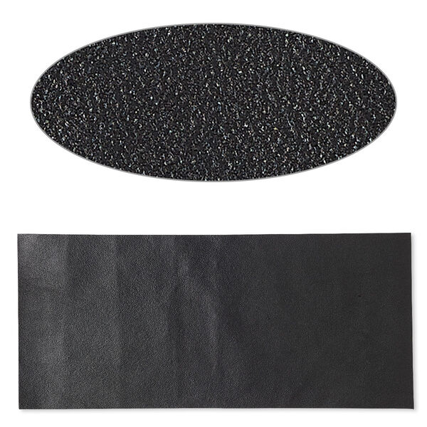 Sheet, leather, black, 9x4-inch rectangle, 0.7-0.8mm thick. Sold individually. image number 0