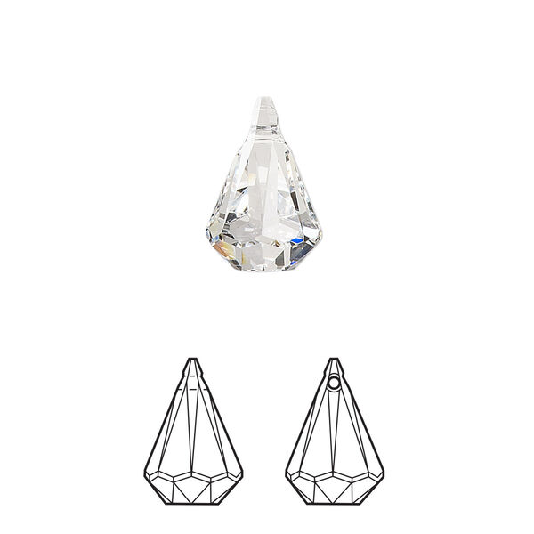 Drop 2pk crystal, Crystal Passions® 14x9mm pendant prismatic 6022 image number 0