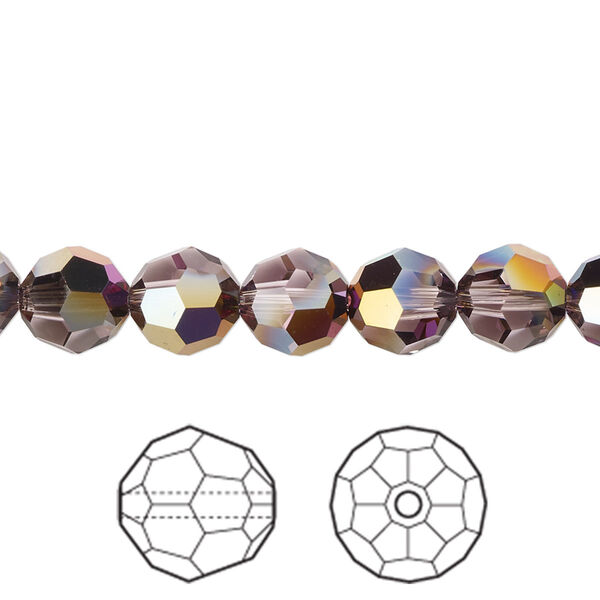 Bead 12pk light amethyst heavy vitrail light, Crystal Passions® 8mm round 5000 image number 0