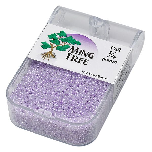 Seed bead, Ming Tree™, glass, pkg/1/4 pound, #11 round, opaque ceylon purple. image number 0