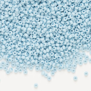 Seed bead, Preciosa Ornela Czech glass, 1pkg500g, 2.0-2.2mm rocaille, opaque matte terra dyed silent blue chalkwhite (06431)