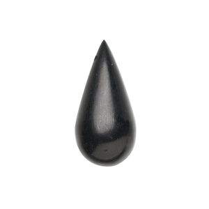 Jet 1pkg2, hand-cut top-drilled teardrop bead natural 22x10mm-25x12mm