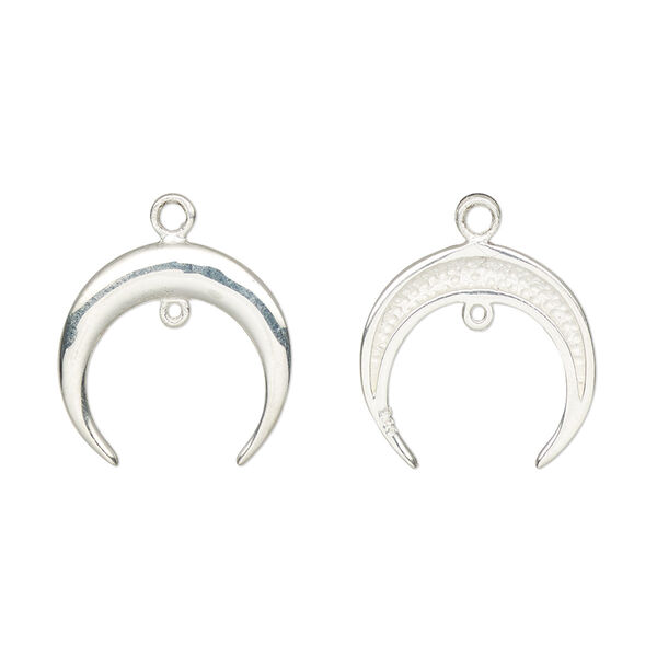 Charm, sterling silver, 16x15mm single-sided naja with loop. Sold individually. image number 0