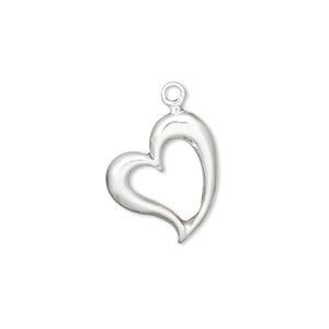 Charm, sterling silver, 17x15m open heart. Sold individually.
