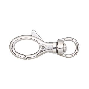 Clasp lobster claw 1pkg6 "pewter" (zinc alloy), 24x12mm swivel, imitation rhodium-finished steel 1-strand