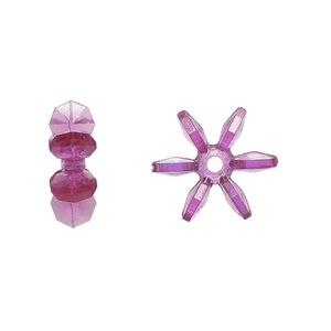 Bead, acrylic, transparent dark purple, 14x5mm paddle wheel. Sold per pkg of 500.