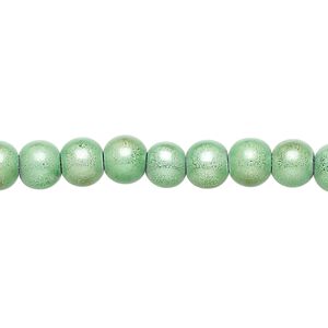 Wonder bead, acrylic, mint green, 6mm round. Sold per 15-1/2" to 16" strand.