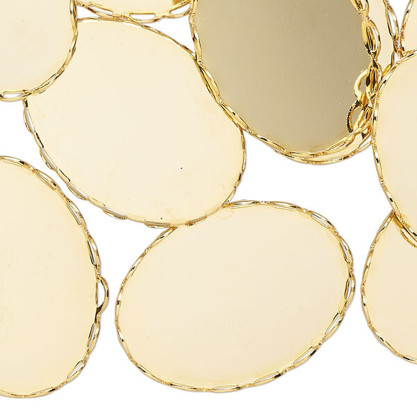 Component, bezel setting, gold-finished steel, 26x19mm oval with scalloped edge and 25x18.5mm oval setting. Sold per pkg of 25. image number 0