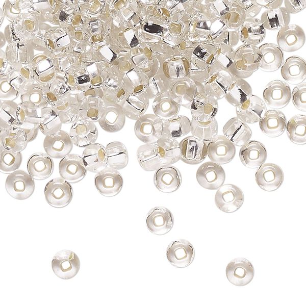Seed bead, Preciosa Ornela Czech glass, pkg/50g, #6 rocaille, transparent silver-lined clear, (78102). image number 0