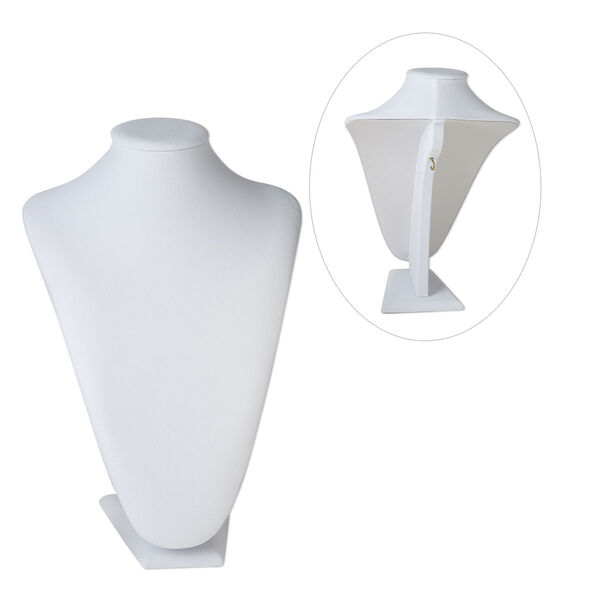 Display, necklace, velveteen and steel, white, 12-1/4 x 8-1/4 x 6-1/2 inches. Sold individually. image number 0