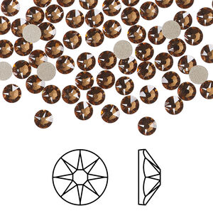 Flat back 1pkg1440 light smoked topaz foil back, Swarovski® ReCreated™, 3.8-4mm rose round SS16 2088