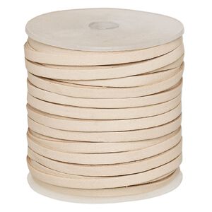 Cord, leather, tan, 4mm flat. Sold per 25-yard spool.