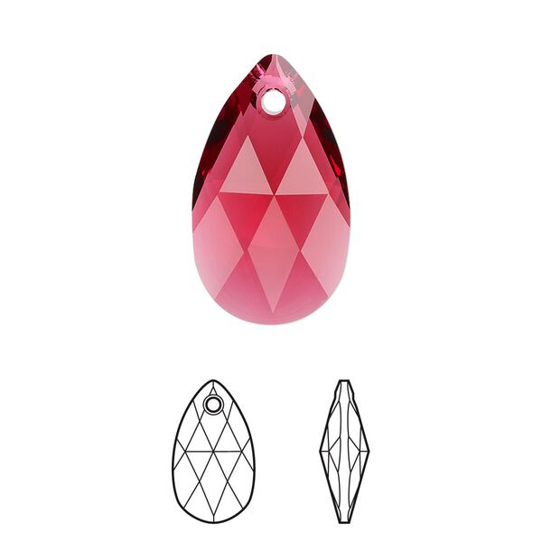 Drop 1pk scarlet, Crystal Passions® 22x13mm pendant pear 6106 image number 0