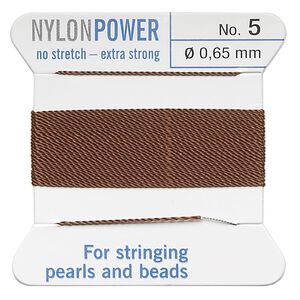 Thread, Griffin, nylon, brown, size #5. Sold per 2-meter card (approximately 78 inches).