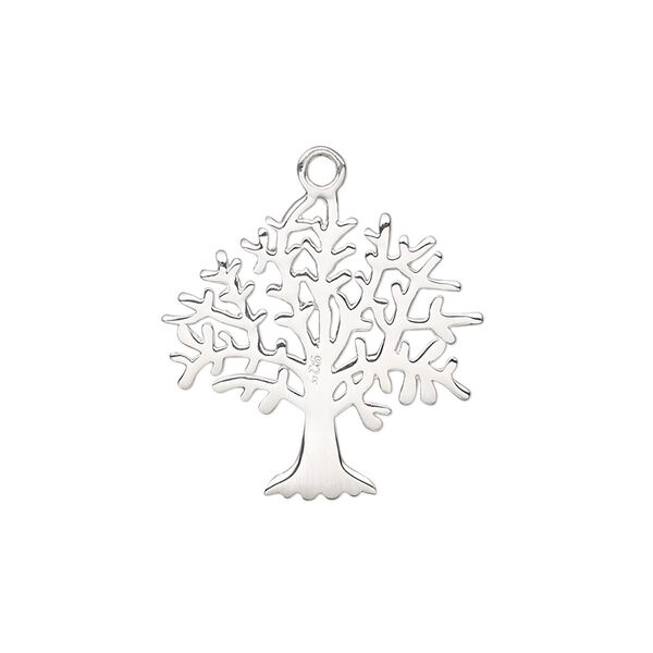 Drop, sterling silver, 22x21mm double-sided tree of life. Sold individually. image number 0