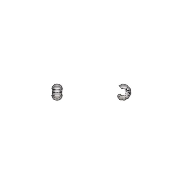 Crimp cover, gunmetal-plated brass, 3mm corrugated round. Sold per pkg of 500. image number 0