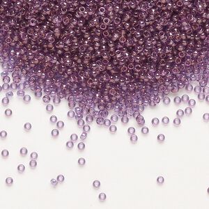 Seed bead, Miyuki, glass, pkg/35g, #15 rocaille, translucent gold luster amethyst (RR-312).