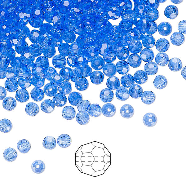 Bead 24pk sapphire, Preciosa Czech crystal 3mm round image number 0