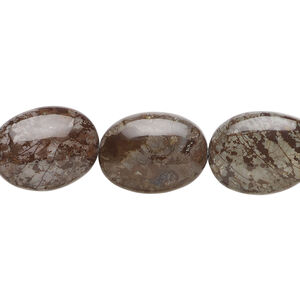 Brown snowflake jasper 1pkg1, puffed oval bead natural, 15 inch 15x12mm-16x13mm