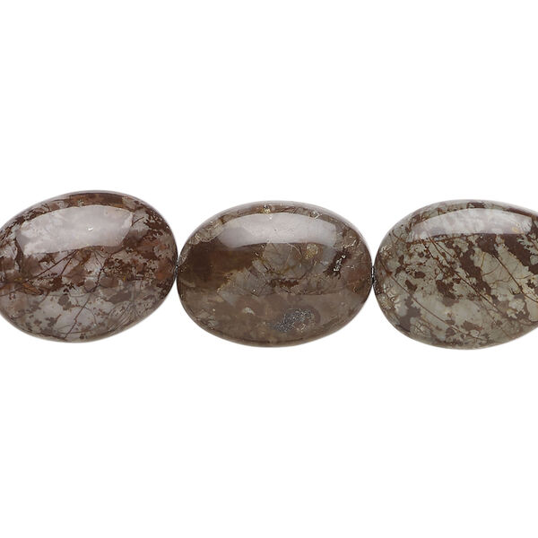 Brown snowflake jasper 1pkg1, puffed oval bead natural, 15 inch 15x12mm-16x13mm image number 0