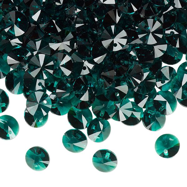 Drop 720pk emerald, Swarovski® 6mm pendant mini disk 6428 image number 1