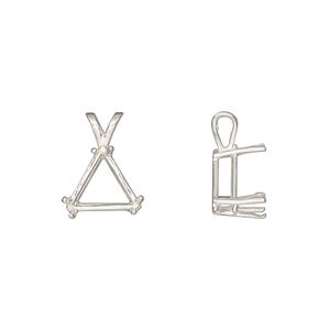 Pendant, Sure-Set™, sterling silver, 10mm with 6-prong triangle basket setting. Sold individually.