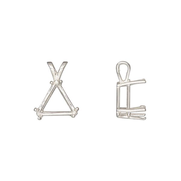 Pendant, Sure-Set™, sterling silver, 10mm with 6-prong triangle basket setting. Sold individually. image number 0