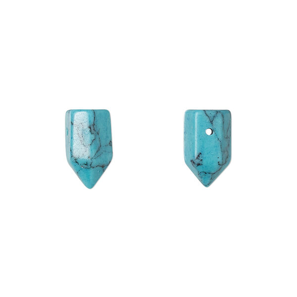 Bead, "turquoise" (resin) (imitation), blue, 11x5mm-13x6mm hand-cut top-drilled point. Sold per pkg of 2. image number 0