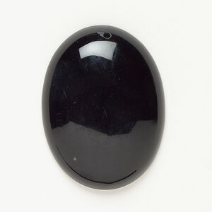 Black onyx 1pkg1, top-drilled domed oval focal, 40x30mm