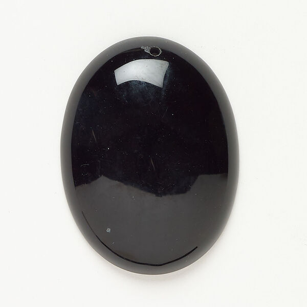 Black onyx 1pkg1, top-drilled domed oval focal, 40x30mm image number 0