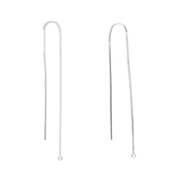 Ear thread, sterling silver, 5-3/4 inch box chain with loop. Sold per pair. image number 0