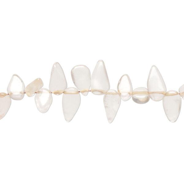 Bead, rose quartz (natural), 5x3mm-8x5mm hand-cut top-drilled flat teardrop, C grade, Mohs hardness 7. Sold per 14-inch strand. image number 0