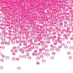 Seed bead, TOHO BEADS®, glass, pkg/250g, #11 round, translucent luminous inside color neon pink (TR-11-978).