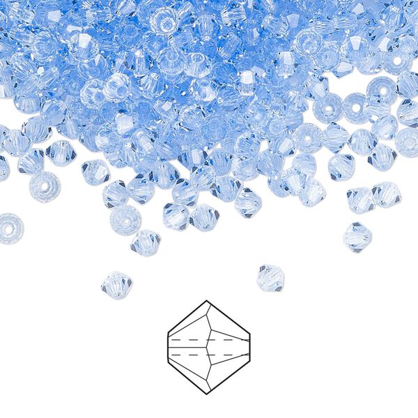 Bead 48pk light sapphire, Preciosa Czech crystal 3mm bicone image number 0