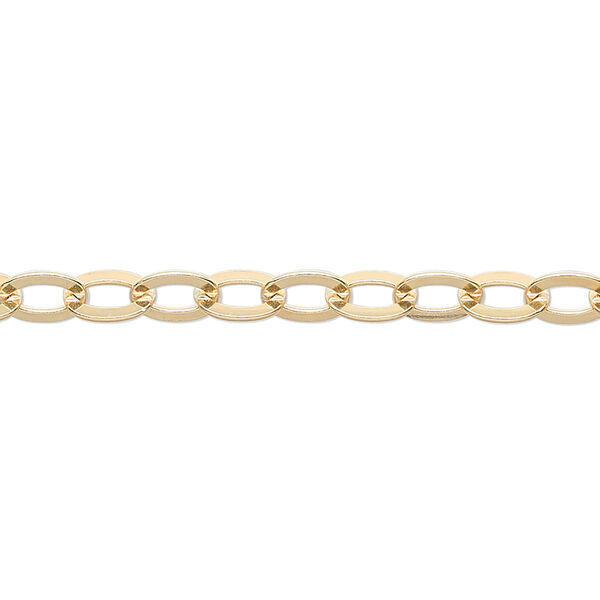 Chain, 14Kt gold-filled, 6x5mm flat cable. Sold per pkg of 5 feet. image number 0